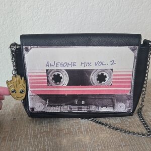 Loungefly Vintage Marvel Black Cassette Tape Crossbody Bag